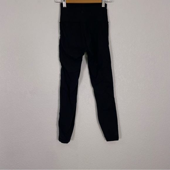 Lululemon Black High Waisted Leggings with Stripes Down Sides - Picture 2 of 7